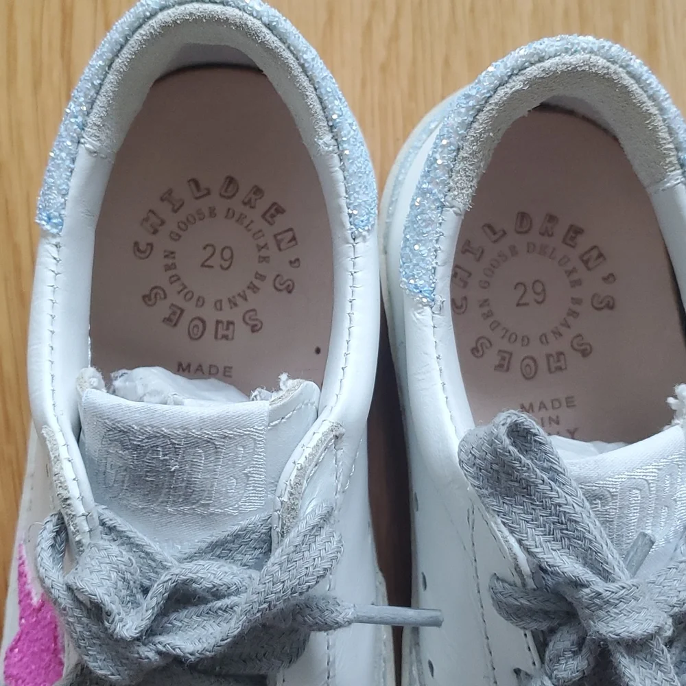 GOLDEN GOOSE PINK GLITTER STAR SUPERSTAR SNEAKERS KIDS -NEW - Picture 8 of 13